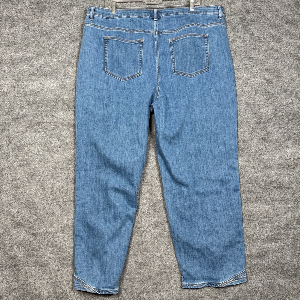 New LOGO by Lori Goldstein Plus Size 20W Tall Jeans Indigo Seamed Cropped Pocket - Picture 2 of 10